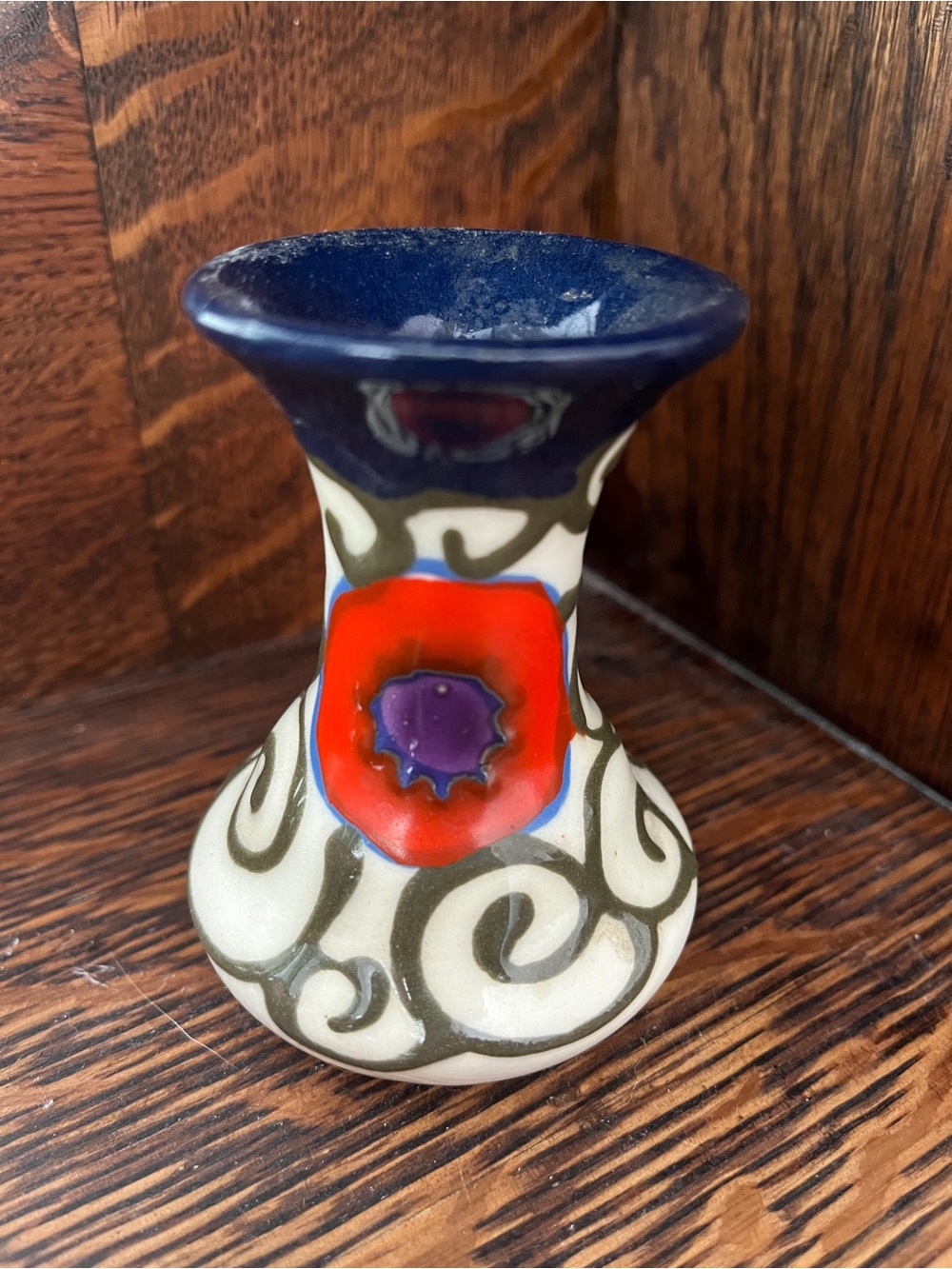 Vintage Ditmar Urbach Czech Art Deco Poppy Bud Vase Ceramic Hand Painted